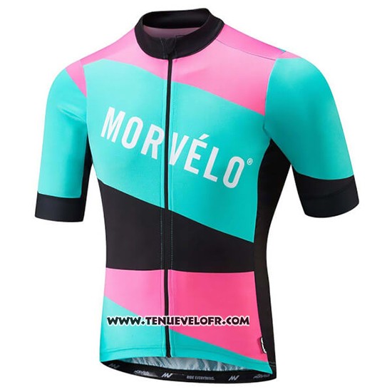 2018 Maillot Ciclismo Morvelo Vert et Rose Manches Courtes et Cuissard