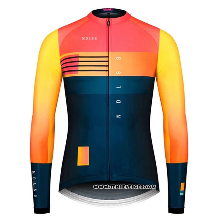 2020 Maillot Ciclismo NDLSS Bleu Jaune Manches Longues et Cuissard