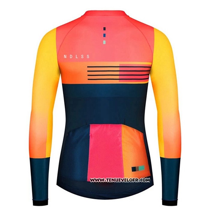 2020 Maillot Ciclismo NDLSS Bleu Jaune Manches Longues et Cuissard