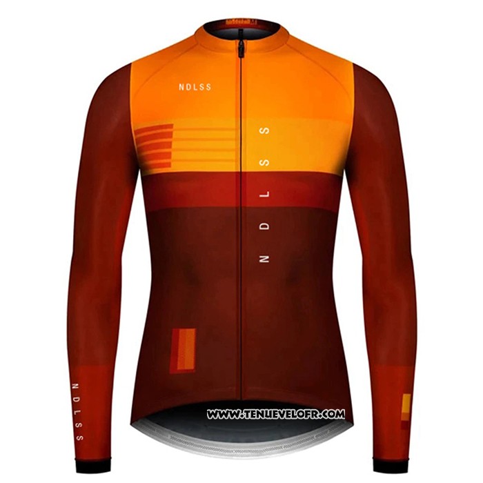 2020 Maillot Ciclismo NDLSS Marron Jaune Manches Longues et Cuissard