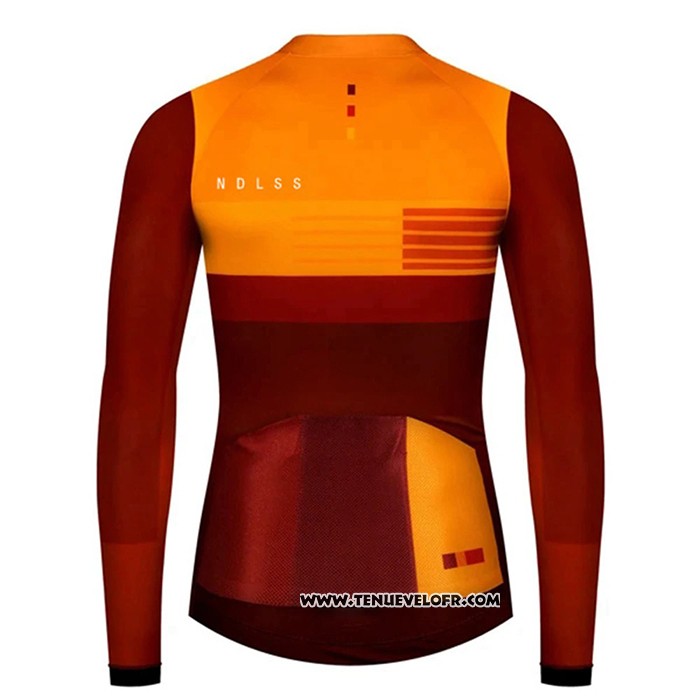 2020 Maillot Ciclismo NDLSS Marron Jaune Manches Longues et Cuissard
