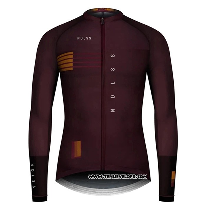 2020 Maillot Ciclismo NDLSS Marron Rouge Manches Longues et Cuissard