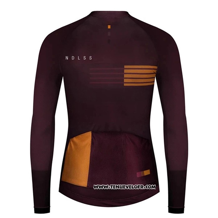 2020 Maillot Ciclismo NDLSS Marron Rouge Manches Longues et Cuissard