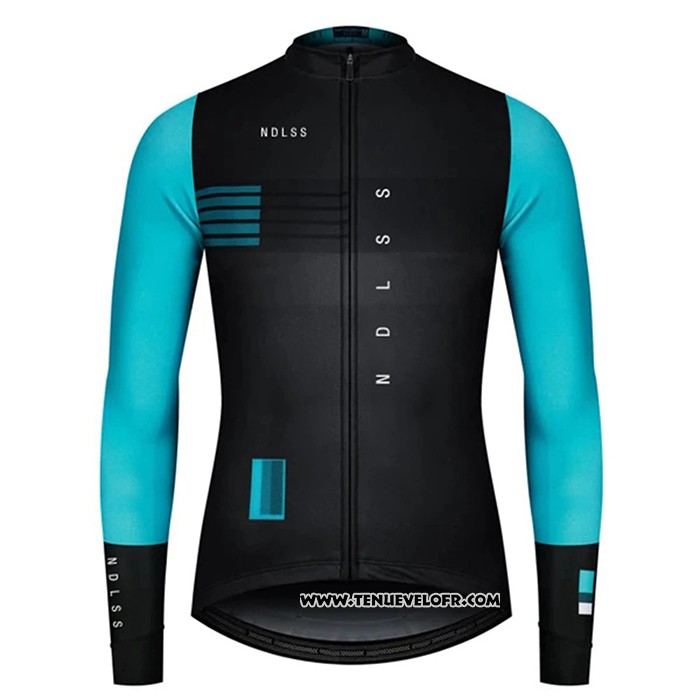 2020 Maillot Ciclismo NDLSS Noir Bleu Clair Manches Longues et Cuissard