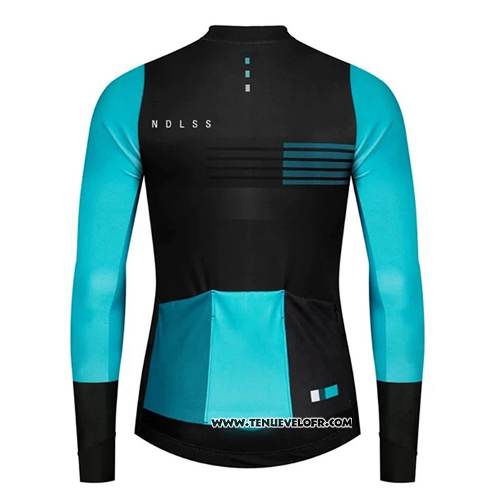 2020 Maillot Ciclismo NDLSS Noir Bleu Clair Manches Longues et Cuissard
