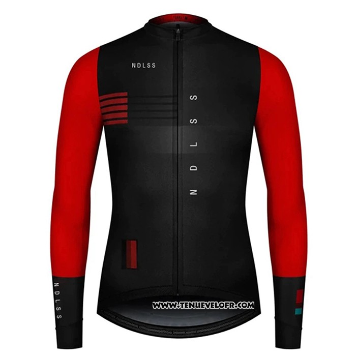 2020 Maillot Ciclismo NDLSS Noir Rouge Manches Longues et Cuissard