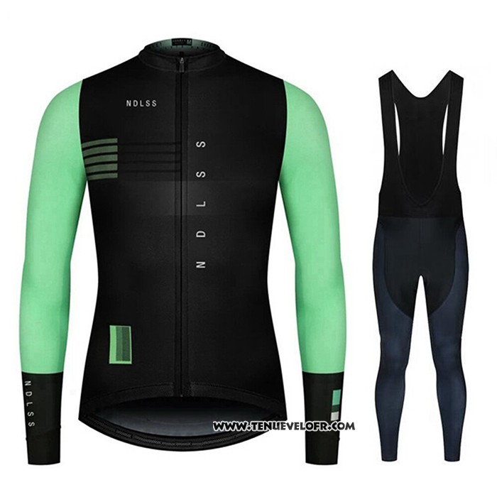 2020 Maillot Ciclismo NDLSS Noir Vert Manches Longues et Cuissard