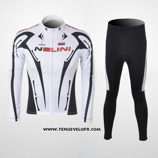 2010 Maillot Ciclismo Nalini Noir et Blanc Manches Longues et Cuissard