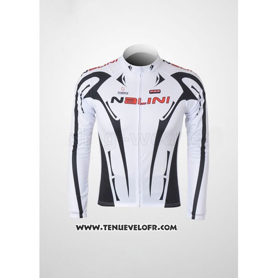 2010 Maillot Ciclismo Nalini Noir et Blanc Manches Longues et Cuissard
