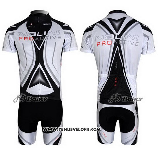 2012 Maillot Ciclismo Nalini Gris et Blanc Manches Courtes et Cuissard