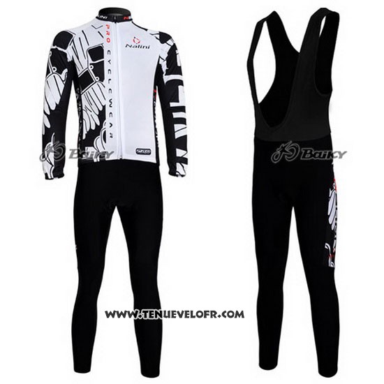 2012 Maillot Ciclismo Nalini Noir et Blanc Manches Longues et Cuissard