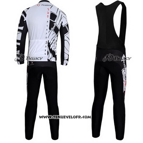 2012 Maillot Ciclismo Nalini Noir et Blanc Manches Longues et Cuissard