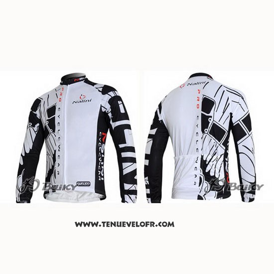2012 Maillot Ciclismo Nalini Noir et Blanc Manches Longues et Cuissard