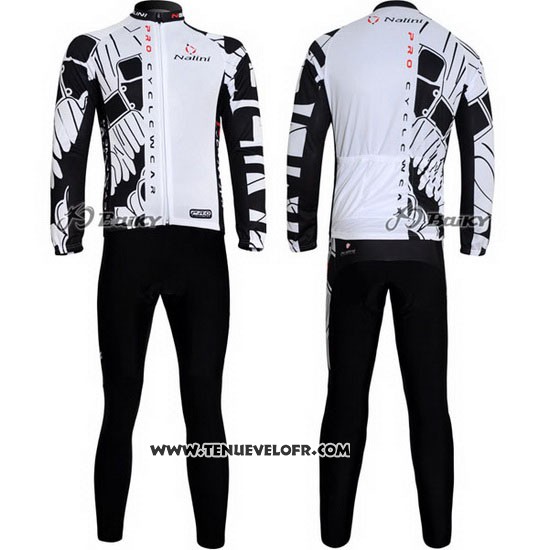 2012 Maillot Ciclismo Nalini Noir et Blanc Manches Longues et Cuissard