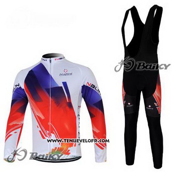 2012 Maillot Ciclismo Nalini Rouge et Blanc Manches Longues et Cuissard