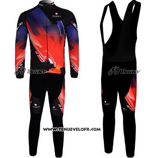 2012 Maillot Ciclismo Nalini Rouge et Noir Manches Longues et Cuissard