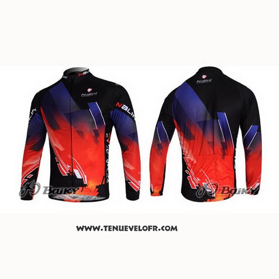 2012 Maillot Ciclismo Nalini Rouge et Noir Manches Longues et Cuissard