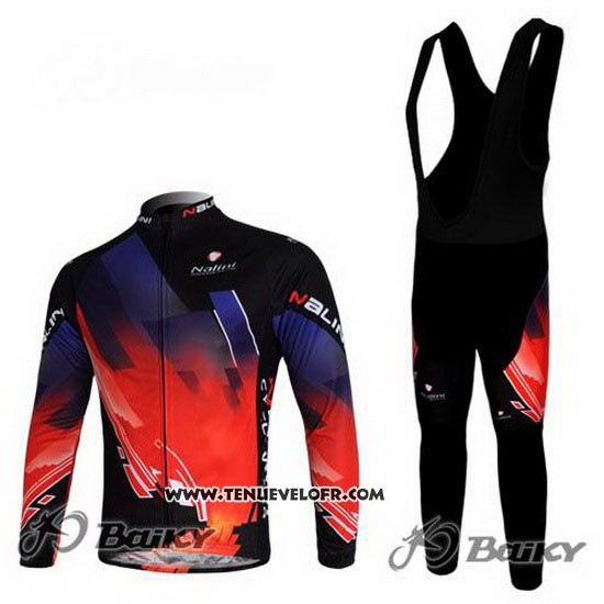 2012 Maillot Ciclismo Nalini Rouge et Noir Manches Longues et Cuissard