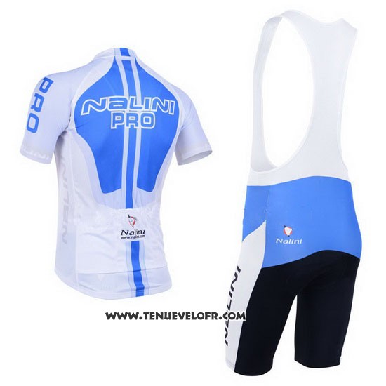 2013 Maillot Ciclismo Nalini Azur et Blanc Manches Courtes et Cuissard