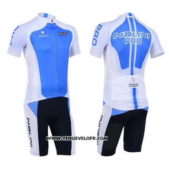 2013 Maillot Ciclismo Nalini Azur et Blanc Manches Courtes et Cuissard