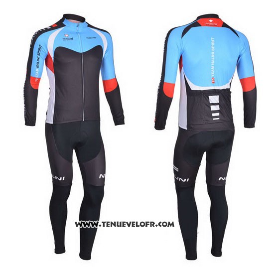 2013 Maillot Ciclismo Nalini Noir et Azur Manches Longues et Cuissard