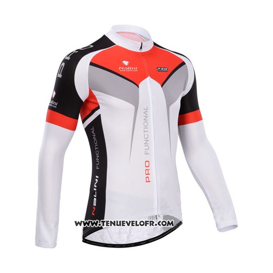 2014 Maillot Ciclismo Nalini Noir et Blanc Manches Longues et Cuissard