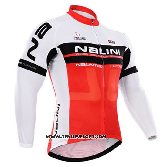2015 Maillot Ciclismo Nalini Rouge et Blanc Manches Longues et Cuissard