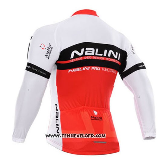 2015 Maillot Ciclismo Nalini Rouge et Blanc Manches Longues et Cuissard
