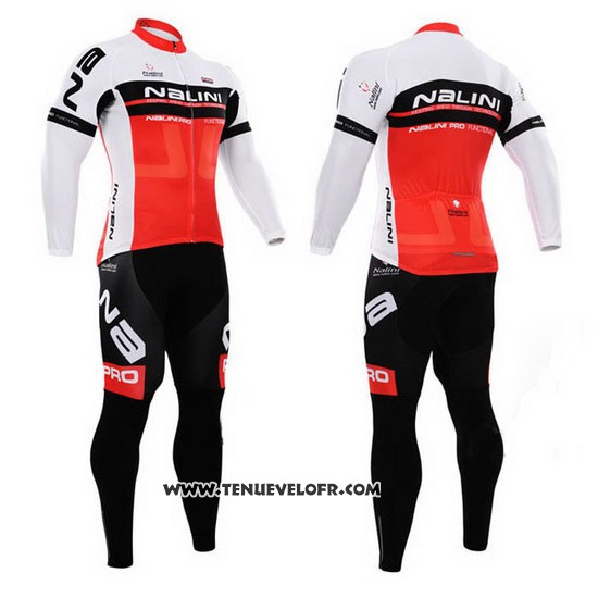 2015 Maillot Ciclismo Nalini Rouge et Blanc Manches Longues et Cuissard