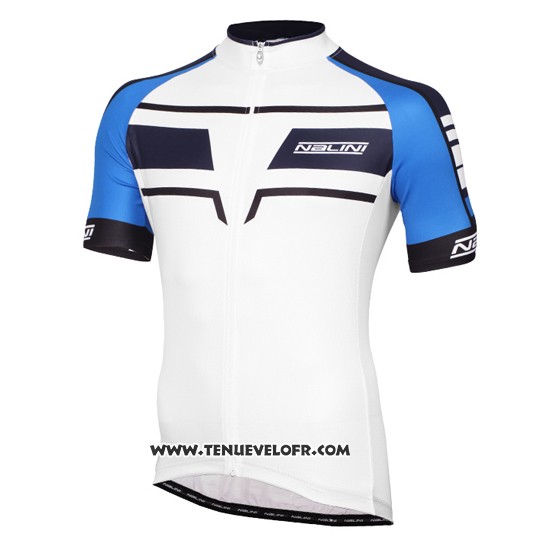 2016 Maillot Ciclismo Nalini Bleu et Blanc Manches Courtes et Cuissard