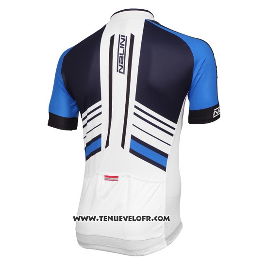 2016 Maillot Ciclismo Nalini Bleu et Blanc Manches Courtes et Cuissard