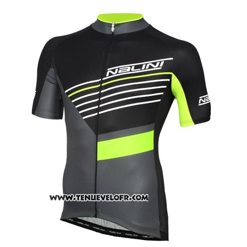 2016 Maillot Ciclismo Nalini Noir et Vert Manches Courtes et Cuissard