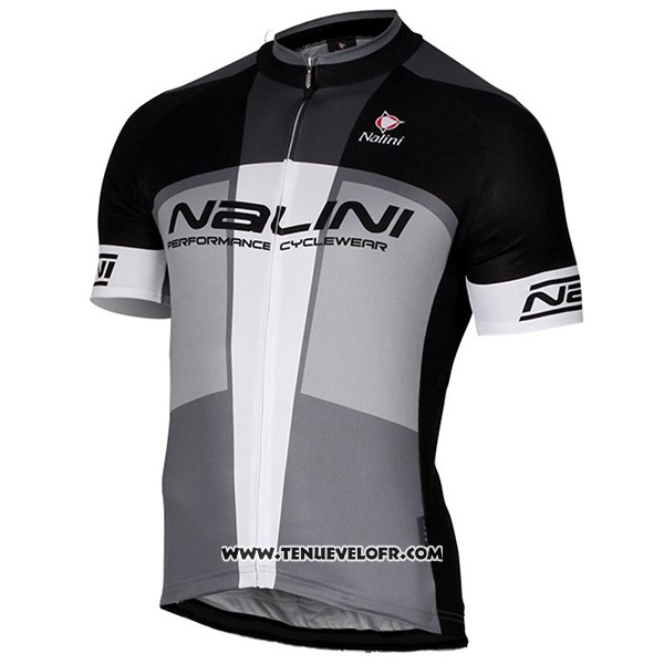 2017 Maillot Ciclismo Nalini Artico Gris et Noir Manches Courtes et Cuissard