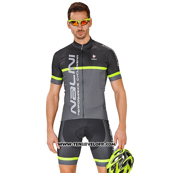 2017 Maillot Ciclismo Nalini Brivio Noir et Gris Manches Courtes et Cuissard