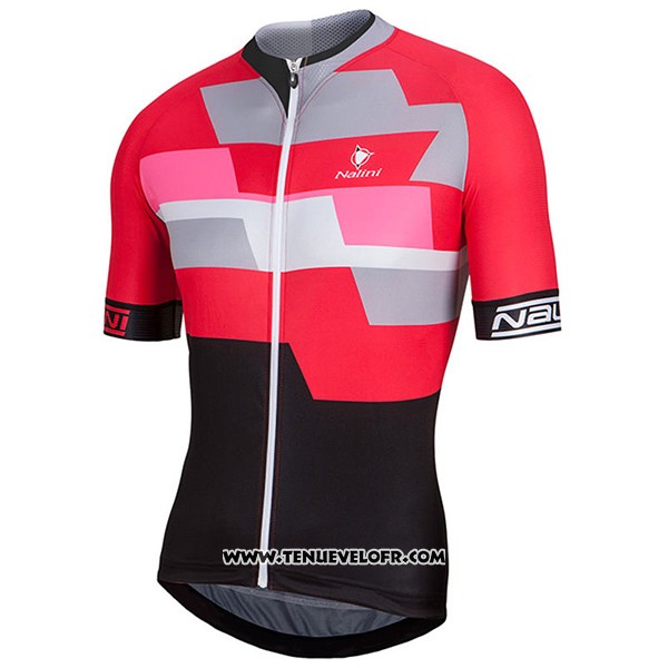 2017 Maillot Ciclismo Nalini Cervino Rouge et Noir Manches Courtes et Cuissard