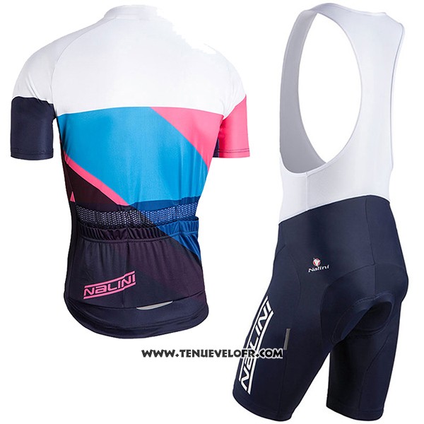 2017 Maillot Ciclismo Nalini Champion Bleu et Blanc Manches Courtes et Cuissard