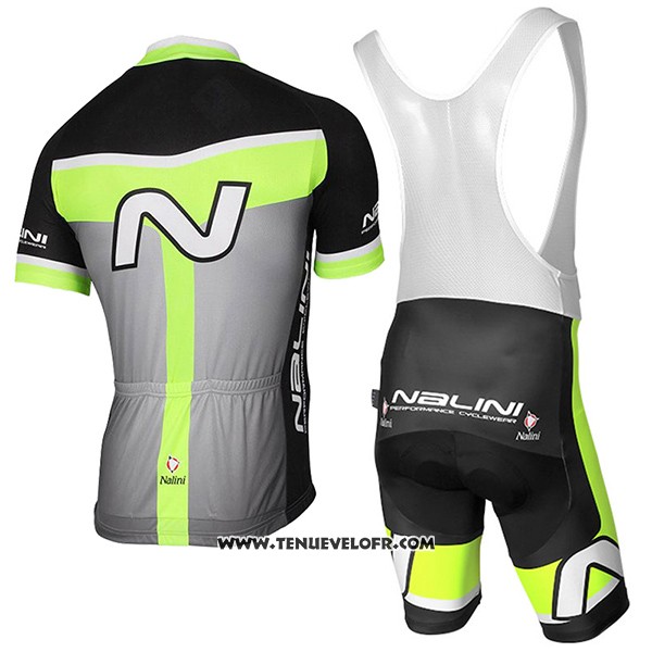 2017 Maillot Ciclismo Nalini Navision Vert et Gris Manches Courtes et Cuissard