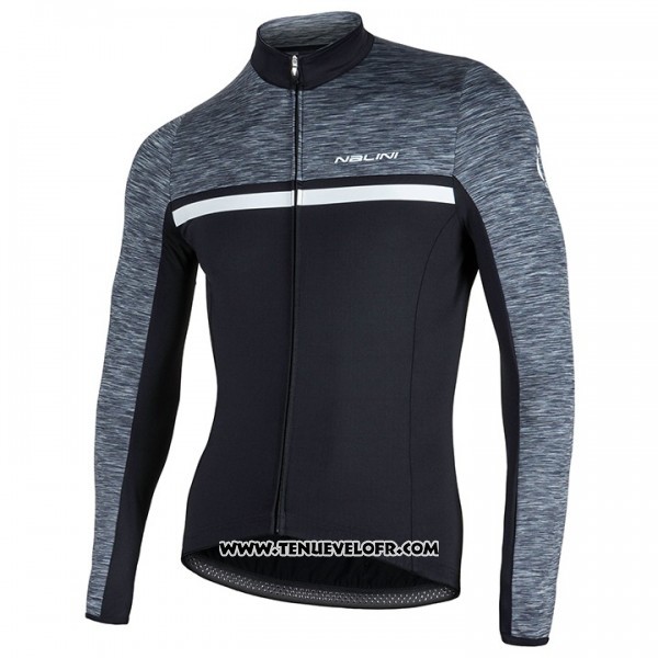2017 Maillot Ciclismo Nalini Noir et Gris Manches Longues et Cuissard
