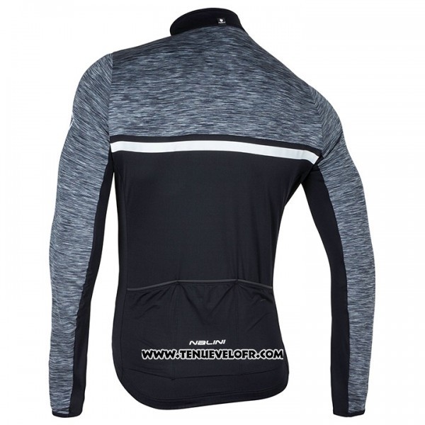 2017 Maillot Ciclismo Nalini Noir et Gris Manches Longues et Cuissard