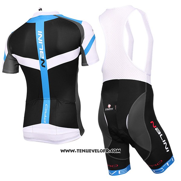 2017 Maillot Ciclismo Nalini Rigel Noir et Bleu Manches Courtes et Cuissard