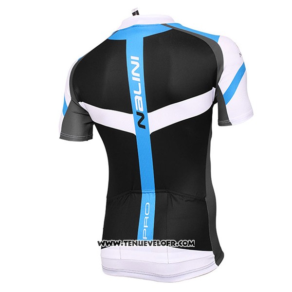 2017 Maillot Ciclismo Nalini Rigel Noir et Bleu Manches Courtes et Cuissard