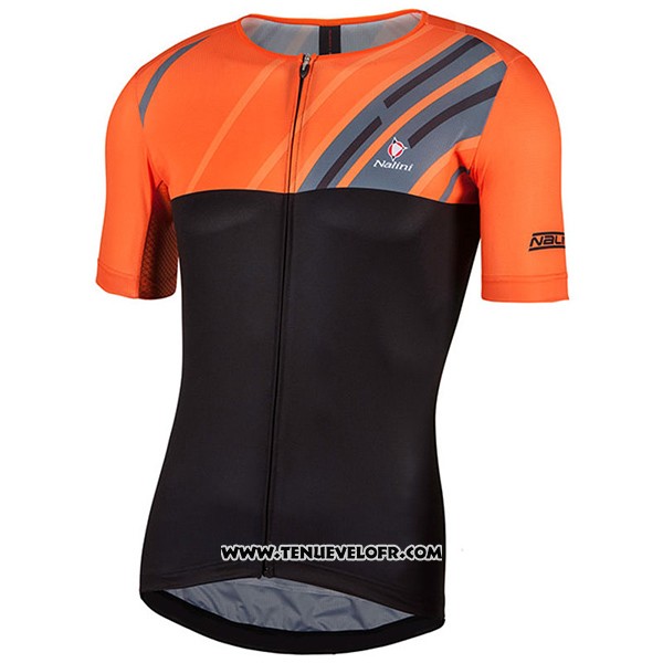 2017 Maillot Ciclismo Nalini Roma Noir et Orange Manches Courtes et Cuissard