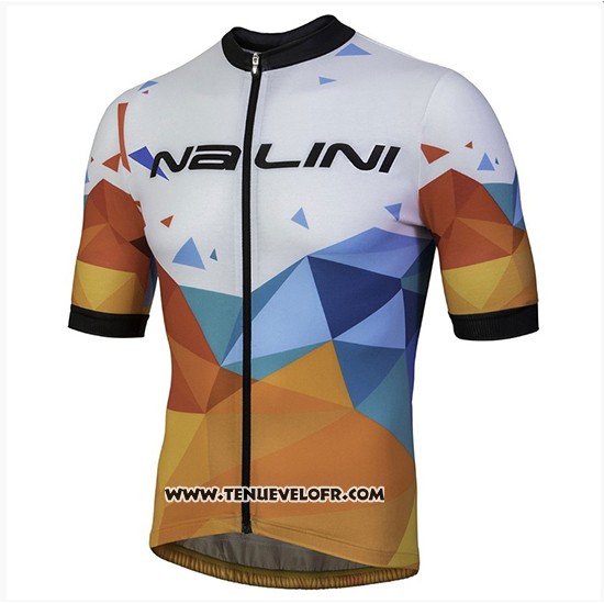 2018 Maillot Ciclismo Nalini AHS Discesa Blanc et Orange Manches Courtes et Cuissard