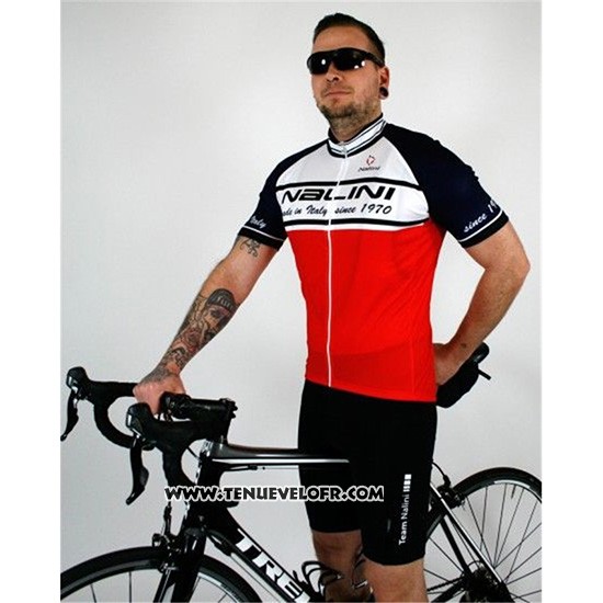 2019 Maillot Ciclismo Nalini Blanc Rouge Noir Manches Courtes et Cuissard