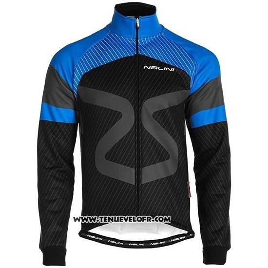 2019 Maillot Ciclismo Nalini Noir Bleu Manches Longues et Cuissard
