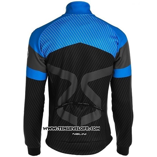 2019 Maillot Ciclismo Nalini Noir Bleu Manches Longues et Cuissard