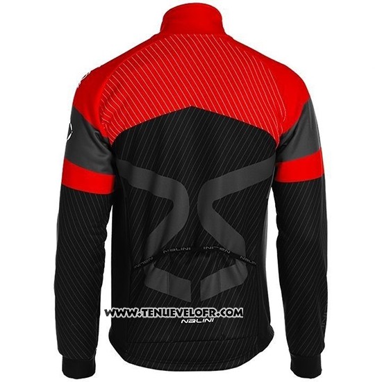 2019 Maillot Ciclismo Nalini Noir Rouge Manches Longues et Cuissard