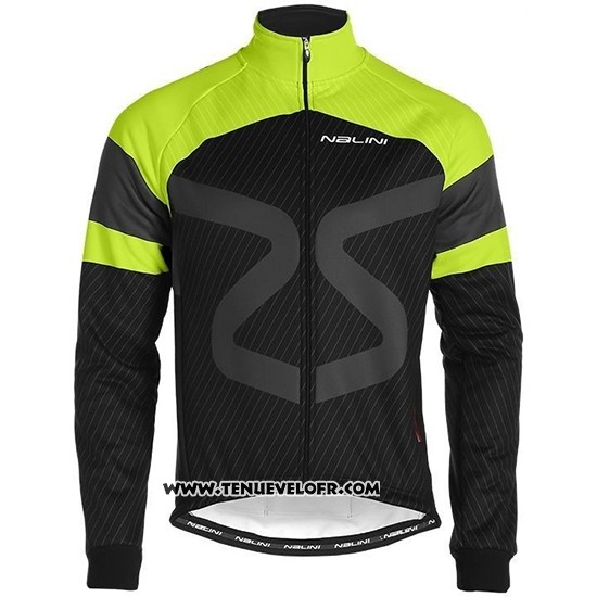 2019 Maillot Ciclismo Nalini Noir Vert Manches Longues et Cuissard