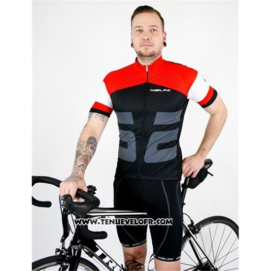 2019 Maillot Ciclismo Nalini Rouge Noir Manches Courtes et Cuissard