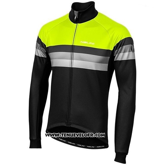 2019 Maillot Ciclismo Nalini Warm 2.0 Noir Vert Manches Longues et Cuissard